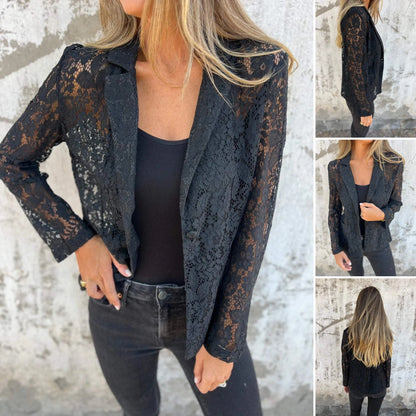 All-Over Lace Mesh Blazer