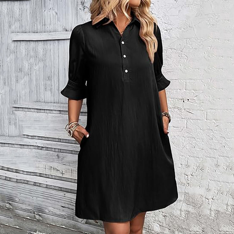 Women's Elegant Shirt Dress with Ruffle Sleeves