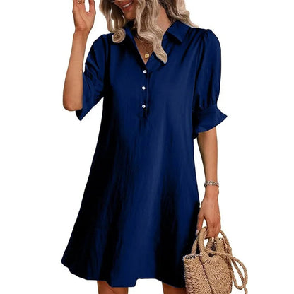 Women's Elegant Shirt Dress with Ruffle Sleeves