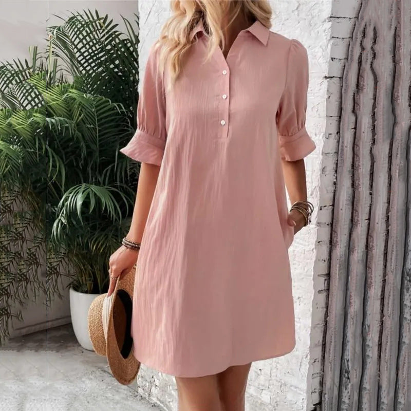 Women's Elegant Shirt Dress with Ruffle Sleeves