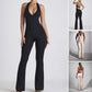 Solid Color Low Cut Stretchy Tight Sleeveless Jumpsuit