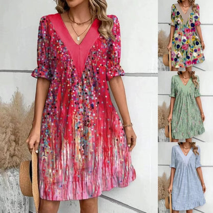 💕Women’s V-Neck Flowy Mini Dress