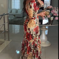 🌹HOT SALE 50% OFF🌹Women's V-Neck Floral Printed Pleated Dress