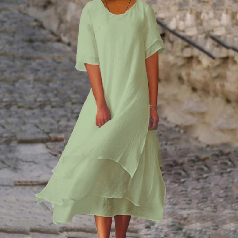 Women's Round Neck Irregular Hem Midi Dresses