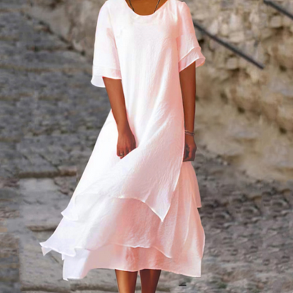Women's Round Neck Irregular Hem Midi Dresses