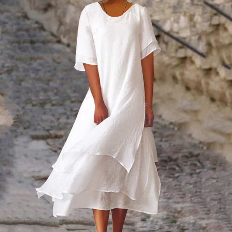 Women's Round Neck Irregular Hem Midi Dresses
