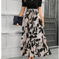 Women's Summer Dress High Waist Short Sleeve Round Neck Floral