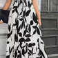 Women's Summer Dress High Waist Short Sleeve Round Neck Floral