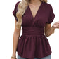 🔥2026 Summer New 🩷Women’s Elegant Wrap-Around V-Neck Plain Ruffle Top