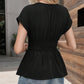 🔥2026 Summer New 🩷Women’s Elegant Wrap-Around V-Neck Plain Ruffle Top