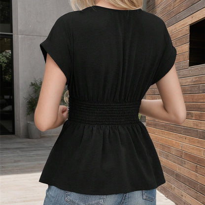 🔥2026 Summer New 🩷Women’s Elegant Wrap-Around V-Neck Plain Ruffle Top
