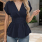 🔥2026 Summer New 🩷Women’s Elegant Wrap-Around V-Neck Plain Ruffle Top