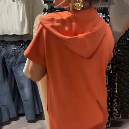 🎁2026 New Arrivals 50% OFF💥Women’s Solid Short-Sleeve Hooded Long Dress💐