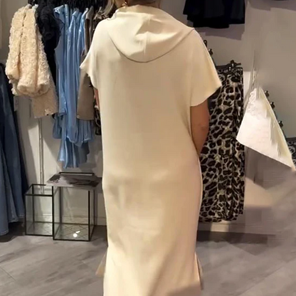 🎁2026 New Arrivals 50% OFF💥Women’s Solid Short-Sleeve Hooded Long Dress💐