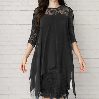 📢📢50% OFF !! ⏰Women's Elegant High-Low Hem Lace Overlay Dress🌺