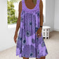 ⏰Women Summer O-Neck Sleeveless Print Dress