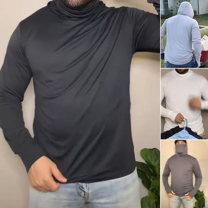 Men's Lightweight Quick-Dry UV Protection Hoodie – Built-in Face Cover, 4-Way Stretch & Sweat-Wicking