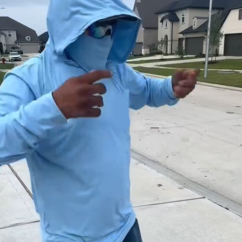 Men's Lightweight Quick-Dry UV Protection Hoodie – Built-in Face Cover, 4-Way Stretch & Sweat-Wicking