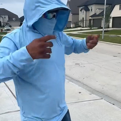 Men's Lightweight Quick-Dry UV Protection Hoodie – Built-in Face Cover, 4-Way Stretch & Sweat-Wicking