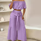 👚50% OFF NOW!🌸Off-Shoulder Puff Sleeve Top & Wide-Leg Pants 2-Piece Set – Elegant, Comfortable & Perfect for Summer Days ☀️
