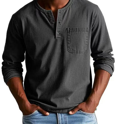 🔥Men's Fashion Vintage Distressed Pocket Long-Sleeve Shirt