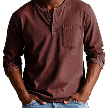 🔥Men's Fashion Vintage Distressed Pocket Long-Sleeve Shirt