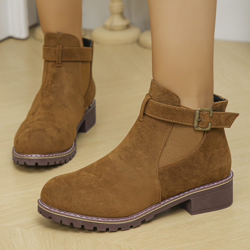 🔥Women's Solid Elastic Low Heel Ankle Boots