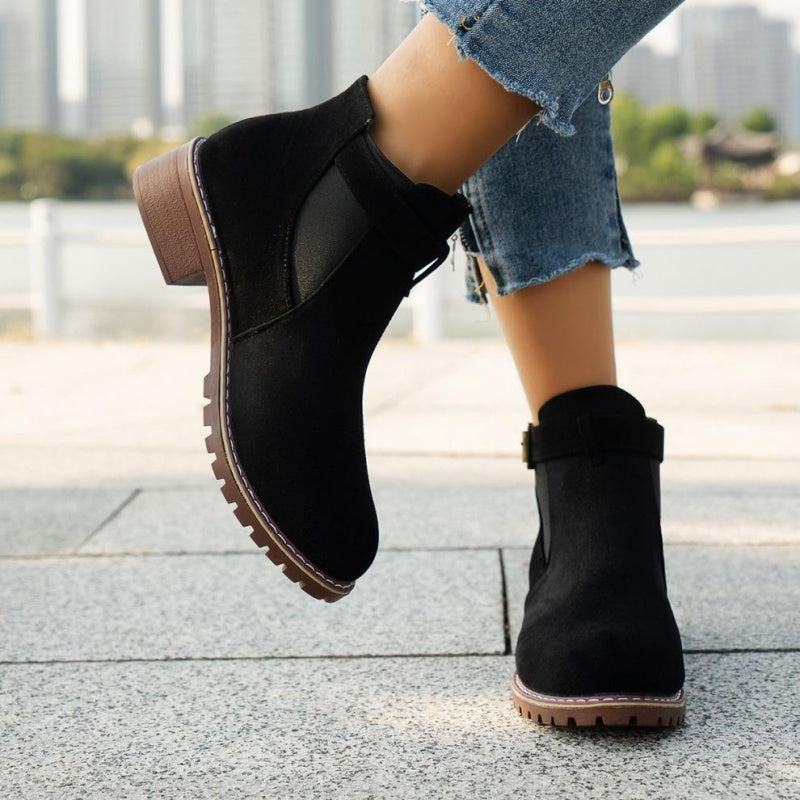 🔥Women's Solid Elastic Low Heel Ankle Boots