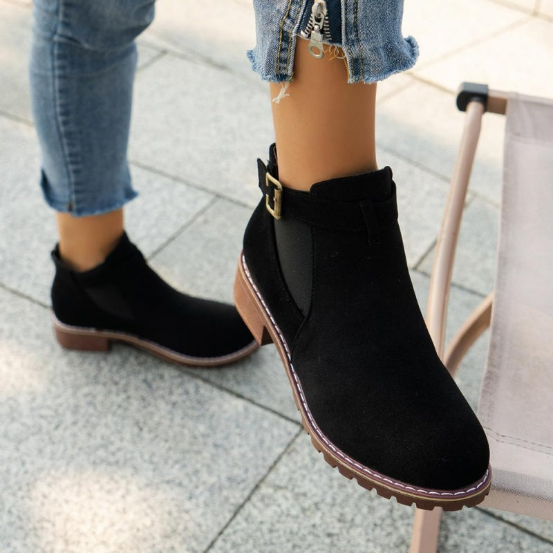 🔥Women's Solid Elastic Low Heel Ankle Boots