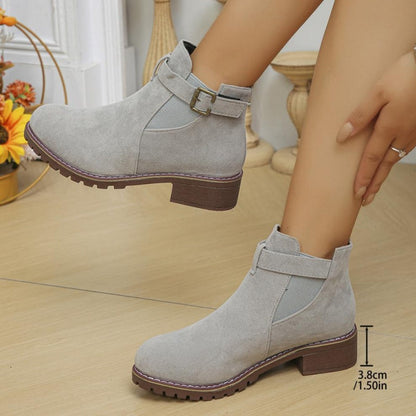 🔥Women's Solid Elastic Low Heel Ankle Boots
