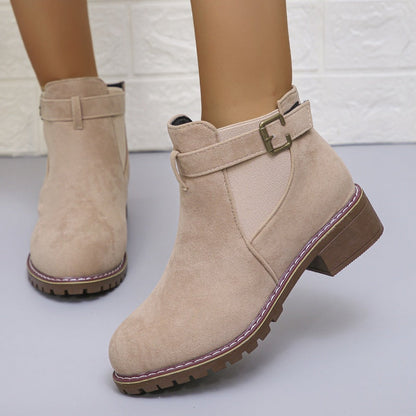 🔥Women's Solid Elastic Low Heel Ankle Boots
