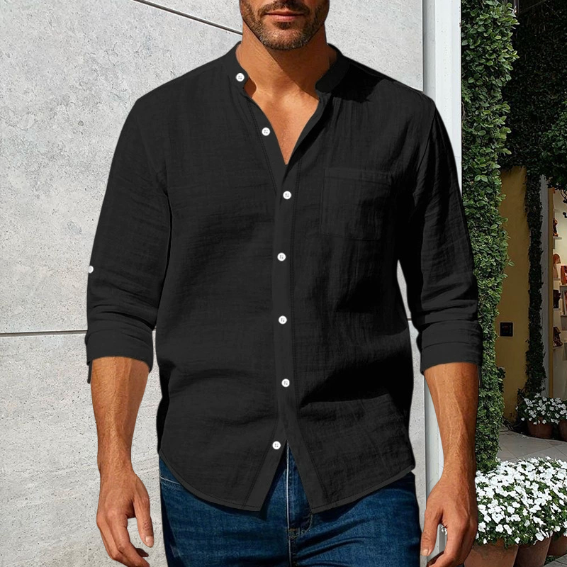 💎 50% OFF! 💎 Men's Linen Long Sleeve Stand Collar Shirt
