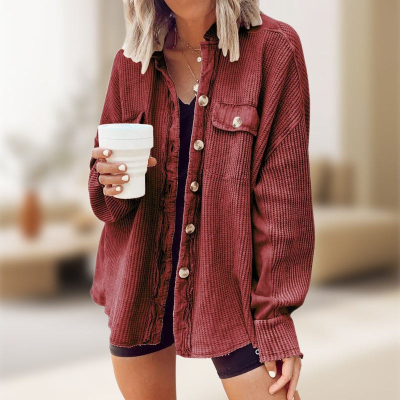 🔥Waffle Knit Button Down Shacket