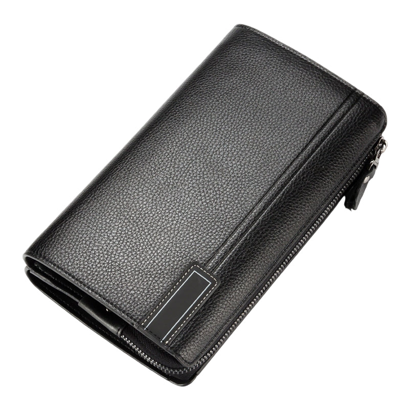 Men's Large Capacity Zippered Clutch Wallet