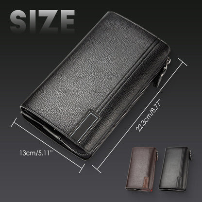 Men's Large Capacity Zippered Clutch Wallet