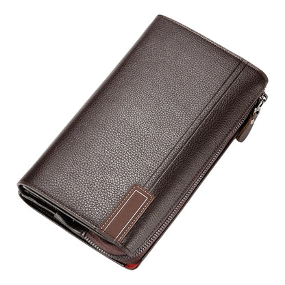 Men's Large Capacity Zippered Clutch Wallet
