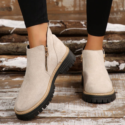 💜 Women's Round-Toe Ankle Boots with Side Zipper