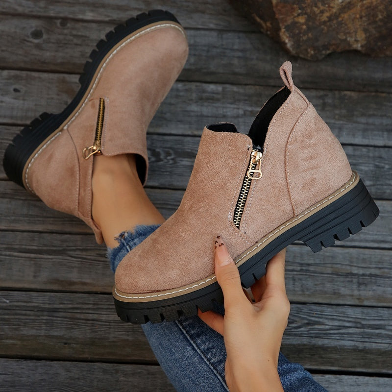 💜 Women's Round-Toe Ankle Boots with Side Zipper
