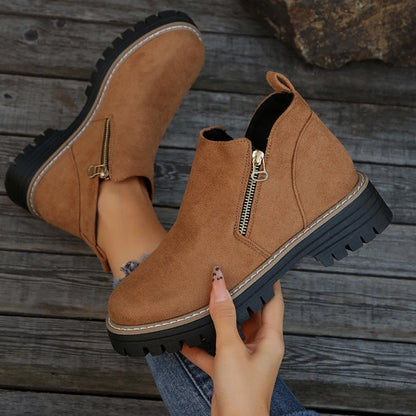 💜 Women's Round-Toe Ankle Boots with Side Zipper