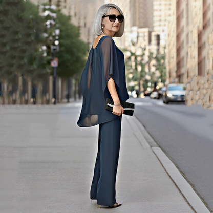 Women’s Irregular Chiffon Tops ＆ Wide-Leg Pants 2-Piece Set