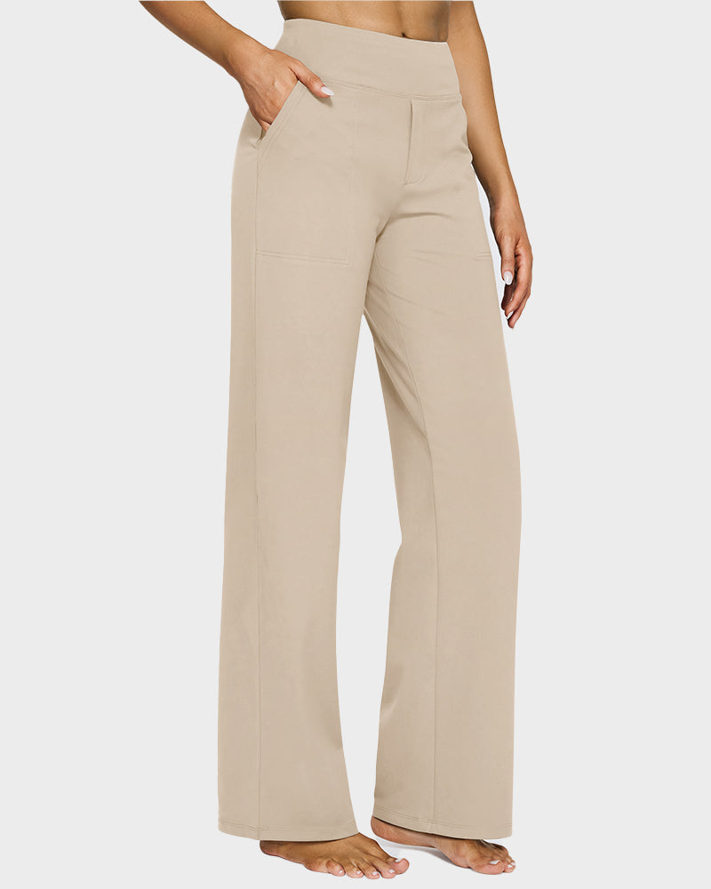 Women's High Waist Stretch Casual Yoga Wide Leg Pants