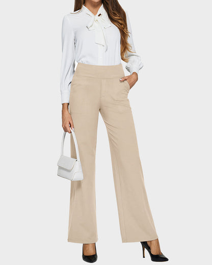 Women's High Waist Stretch Casual Yoga Wide Leg Pants