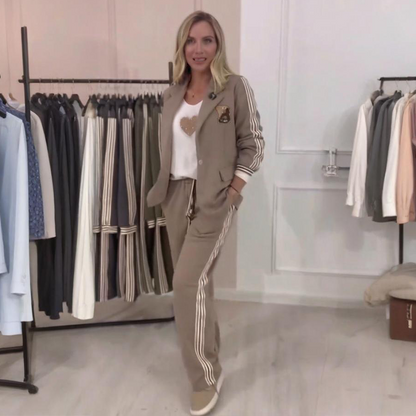 Fashion Side Striped Blazer & Pants 2-Pieces Set