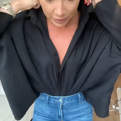 🔥New arrivals now available at 50% off-Women's Flared Hem Lapel Shirt