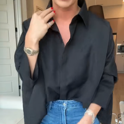🔥New arrivals now available at 50% off-Women's Flared Hem Lapel Shirt