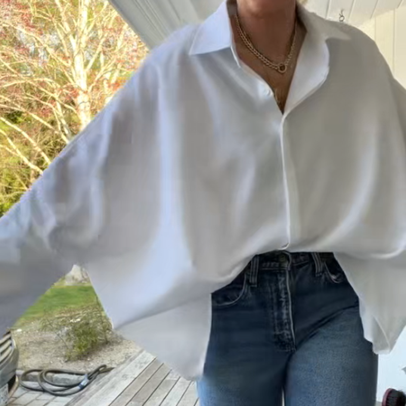 🔥New arrivals now available at 50% off-Women's Flared Hem Lapel Shirt