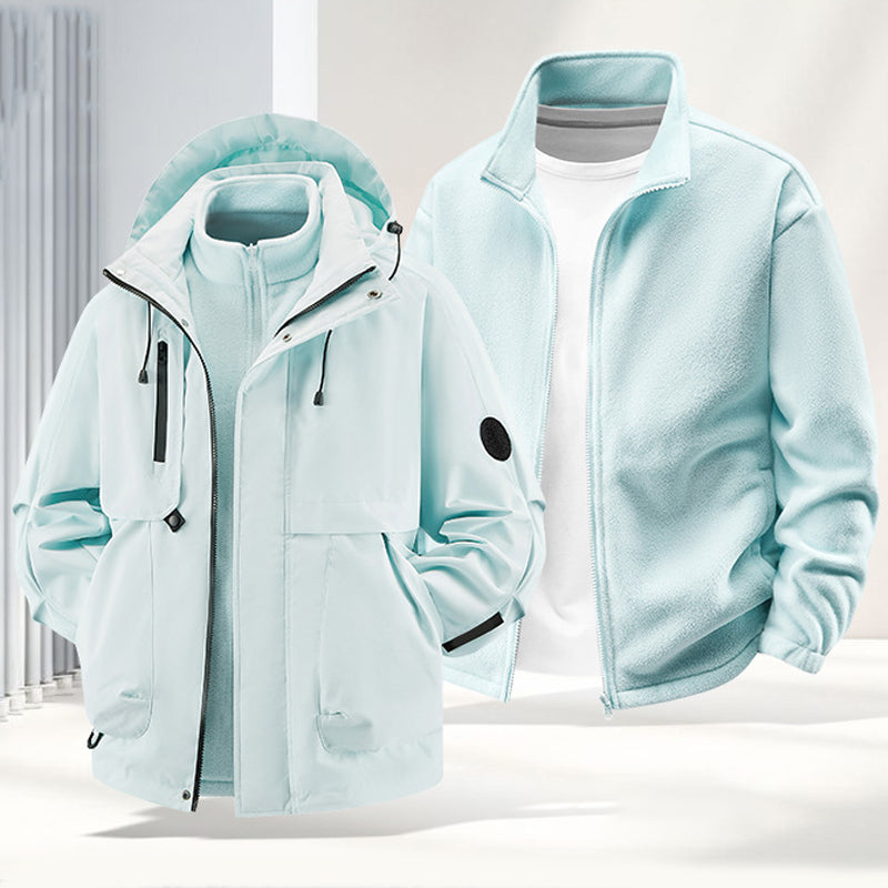 Unisex🏔️3-in-1 Windproof & Waterproof Outdoor Jacket -👍Insulated lining and detachable hood!