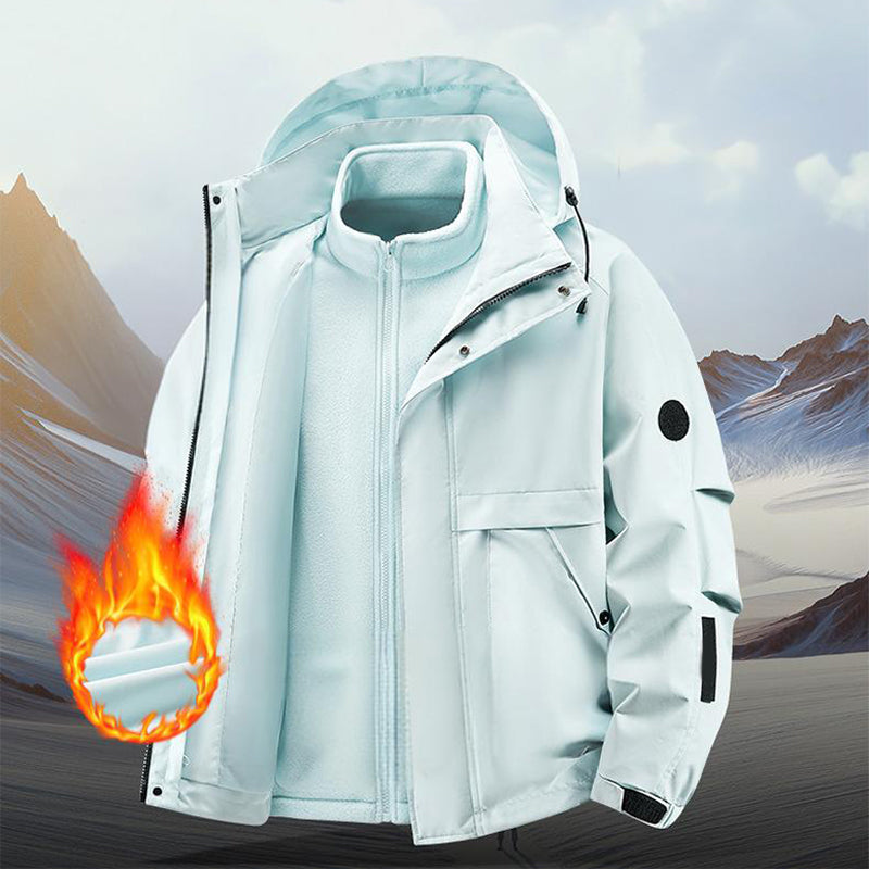 Unisex🏔️3-in-1 Windproof & Waterproof Outdoor Jacket -👍Insulated lining and detachable hood!