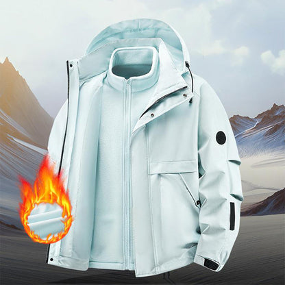 Unisex🏔️3-in-1 Windproof & Waterproof Outdoor Jacket -👍Insulated lining and detachable hood!