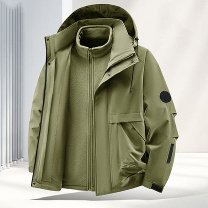 Unisex🏔️3-in-1 Windproof & Waterproof Outdoor Jacket -👍Insulated lining and detachable hood!